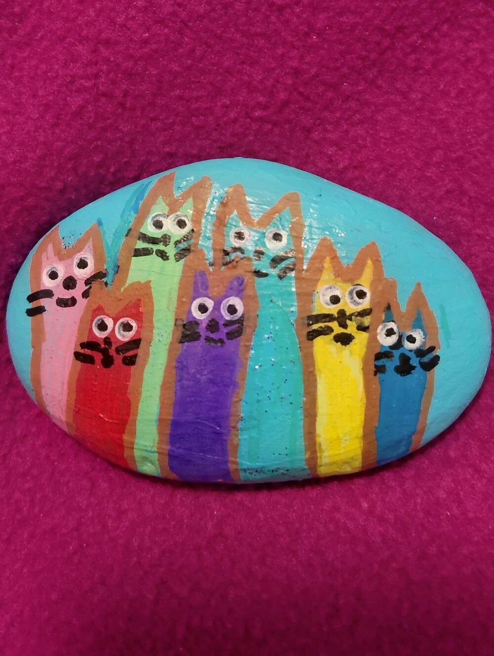Painted rock 3.5x2.5 " paperweight,garden, Shelf Ect